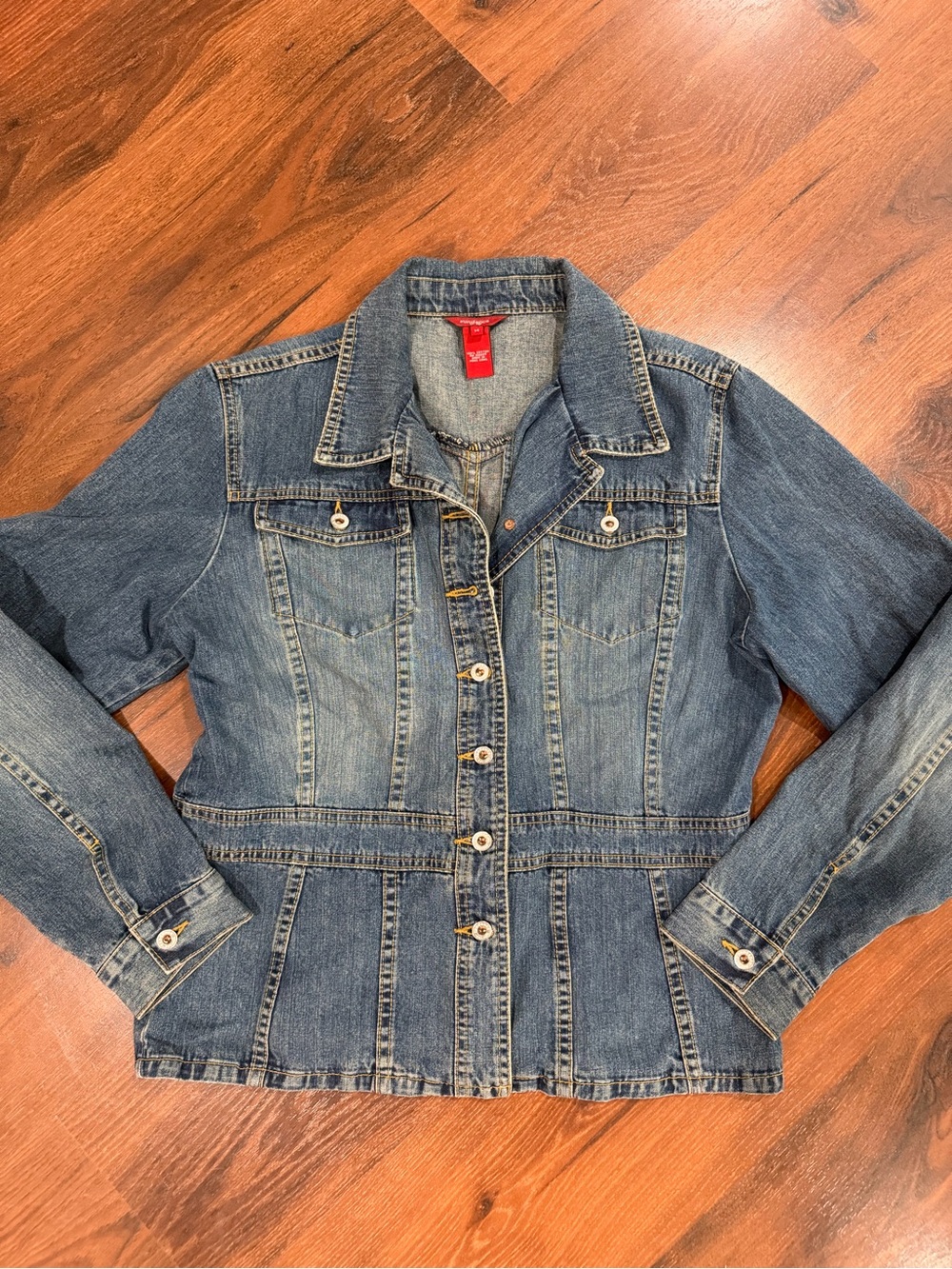 Sundance Womens Blue Medium Wash Denim Button Front Western
Jean Jacket Sz 14
